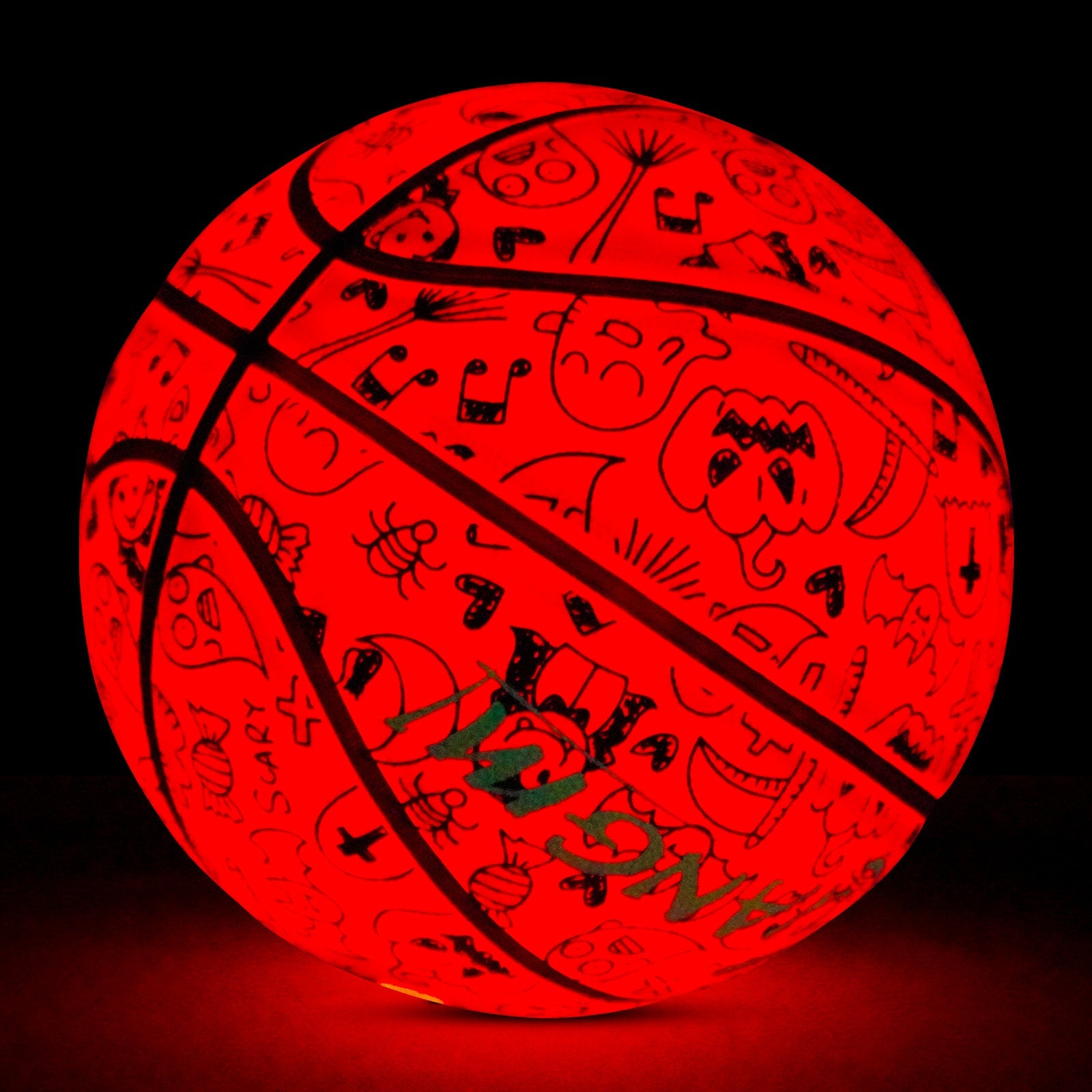 Kuangmi 2026 Halloween Basketball Größe 7 (29,5 Zoll) LED-Graffiti-Design