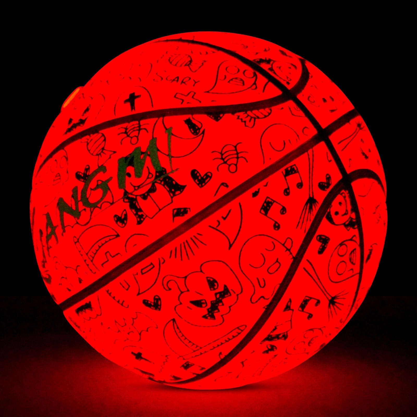 Kuangmi 2026 Halloween Basketball Größe 7 (29,5 Zoll) LED-Graffiti-Design