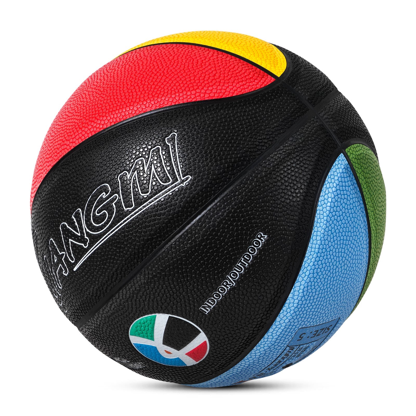 Kuangmi Olympische Farben Basketball – Mehrfarbiger Composite-PU-Ball (Größen 3/4/5/6/7)