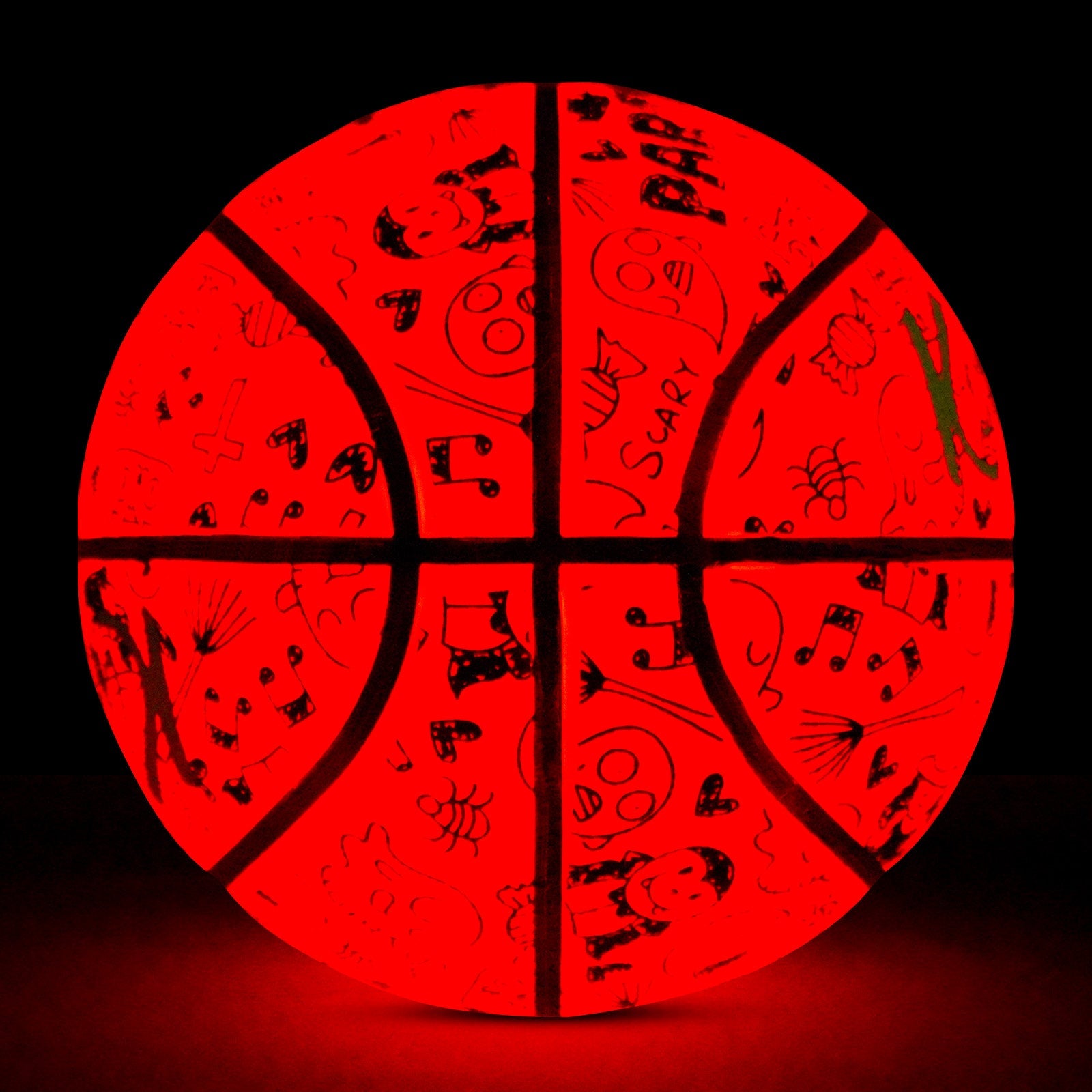Kuangmi 2026 Halloween Basketball Größe 7 (29,5 Zoll) LED-Graffiti-Design