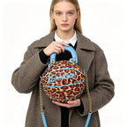 Kuangmi Basketball-Tasche in Blau mit Leopardenmuster, Größe 7, Handtasche