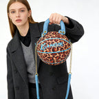 Kuangmi Basketball-Tasche in Blau mit Leopardenmuster, Größe 7, Handtasche
