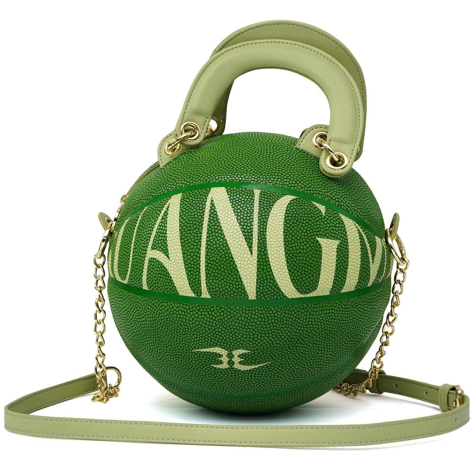 Kuangmi Minimalistische grüne Basketballtasche Handtasche Größe 7