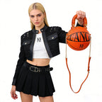 Kuangmi Minimalistische Orange Basketball-Tasche Handtasche Größe 7
