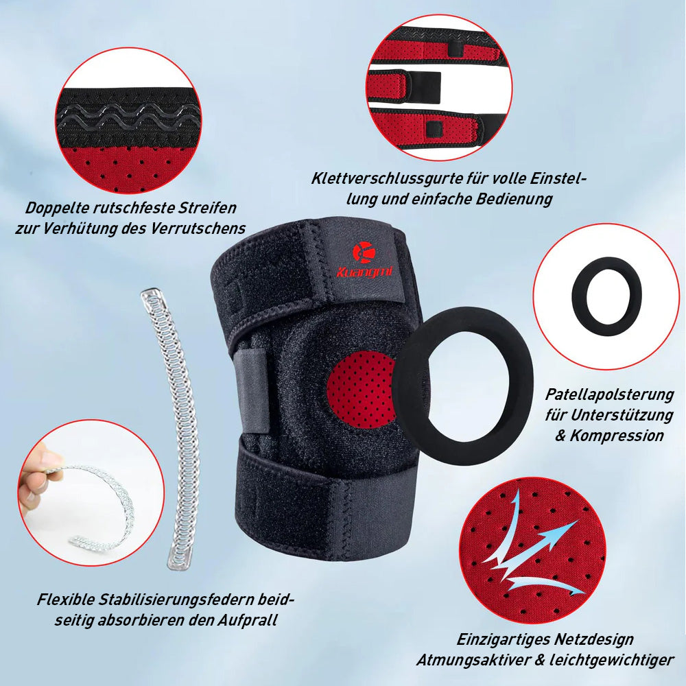 Kuangmi Kniebandage Seitenstabilisatoren und Gelpolster Verstellbare Kompression