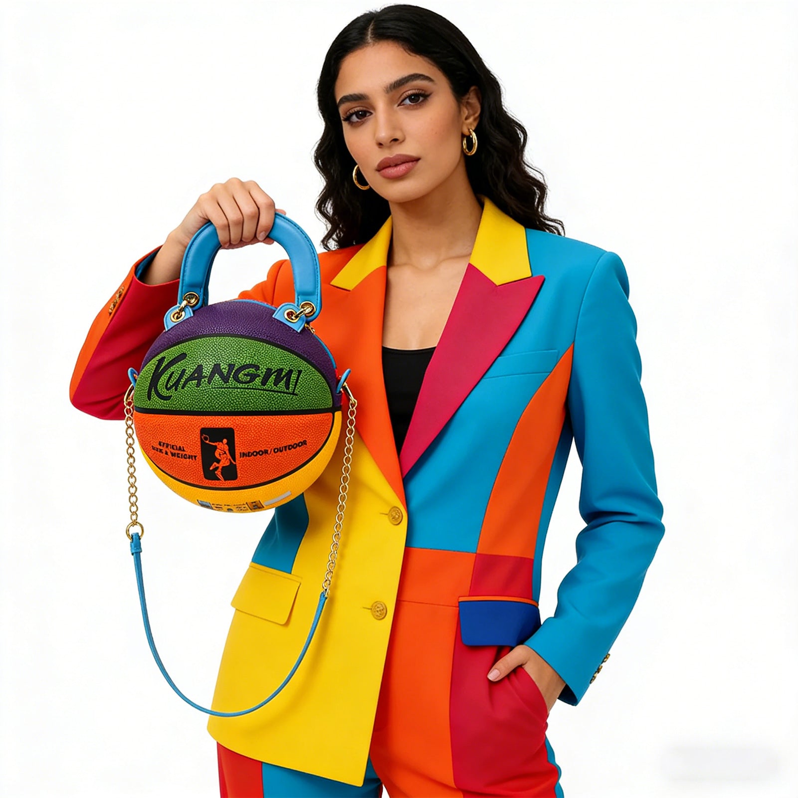 Kuangmi 8-Farben-Basketballtasche aus echtem Basketball, Größe 5/7