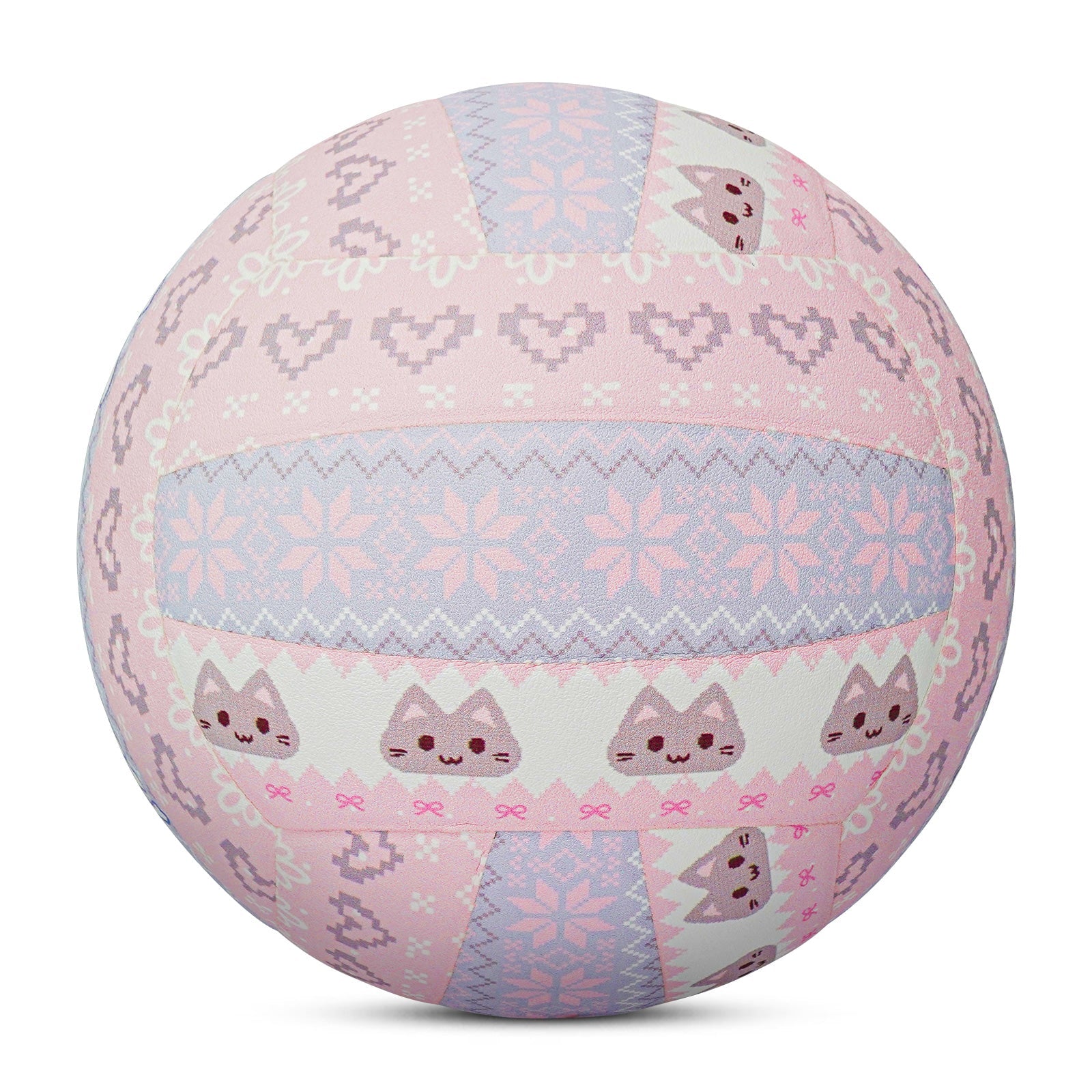 Kuangmi Volleyball mit Fair-Isle-Muster, süße Katzen- und Herz-Motive, Größe 5