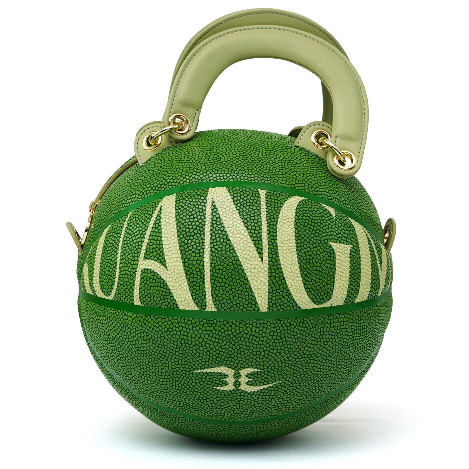 Kuangmi Minimalistische grüne Basketballtasche Handtasche Größe 7