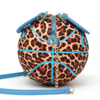 Kuangmi Basketball-Tasche in Blau mit Leopardenmuster, Größe 7, Handtasche