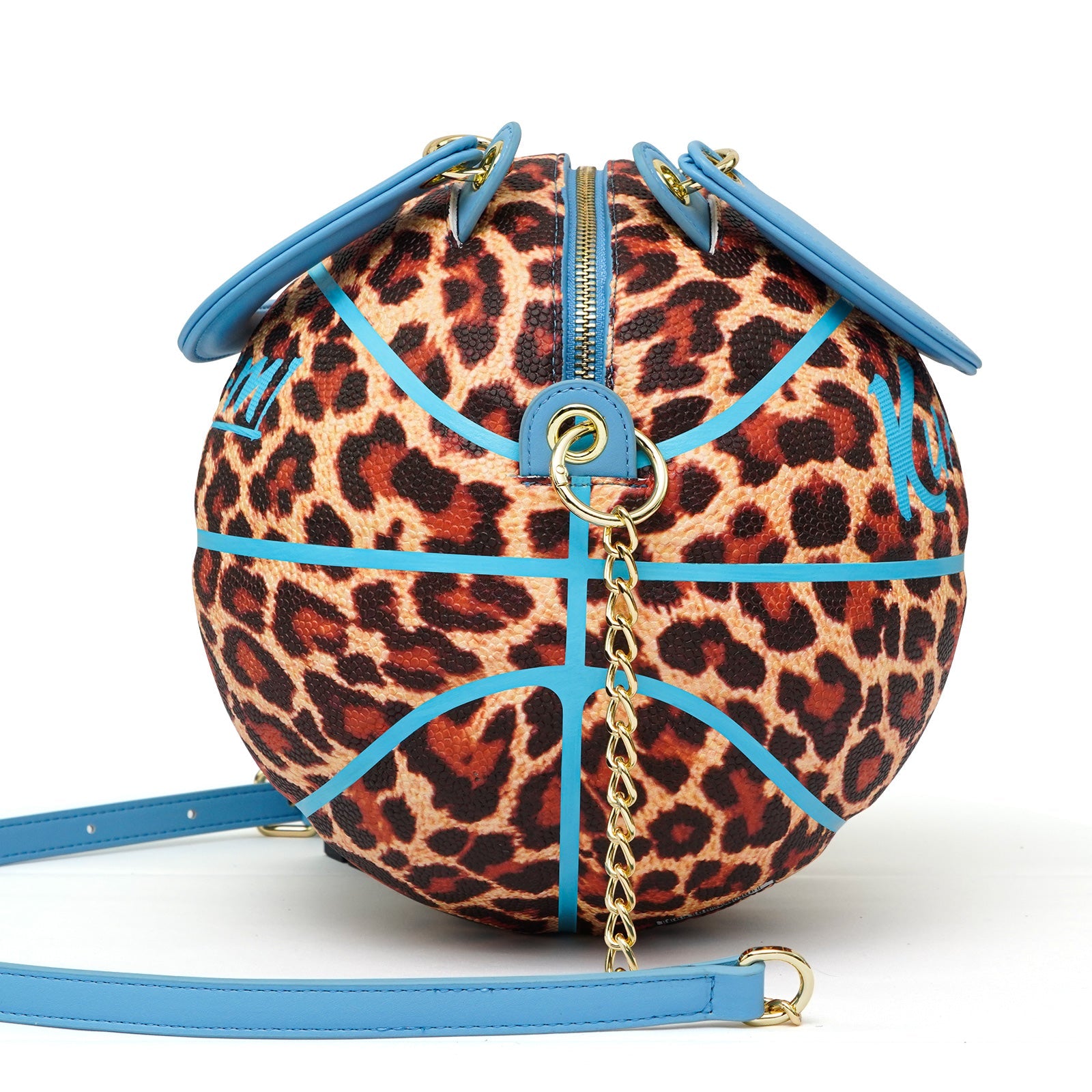 Kuangmi Basketball-Tasche in Blau mit Leopardenmuster, Größe 7, Handtasche