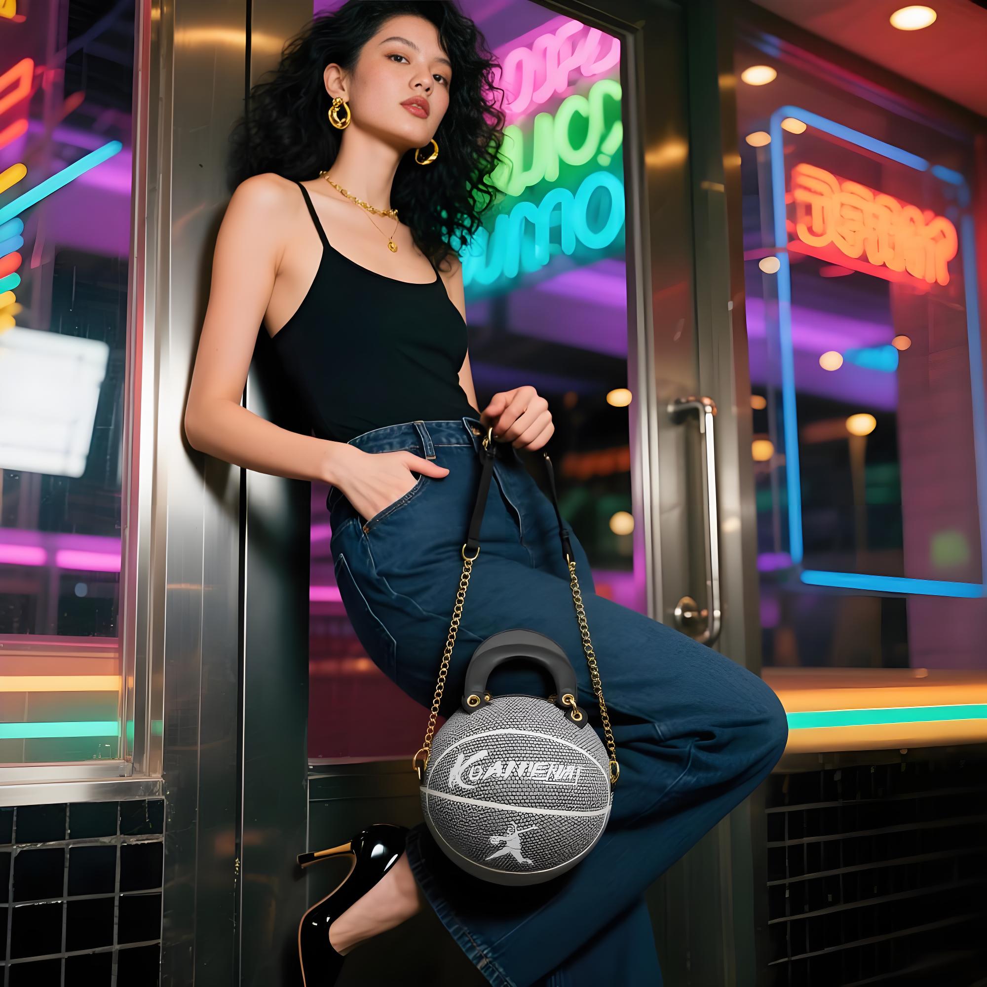 Kuangmi Reflektierende Basketballtasche aus PU-Leder (Größe 7)