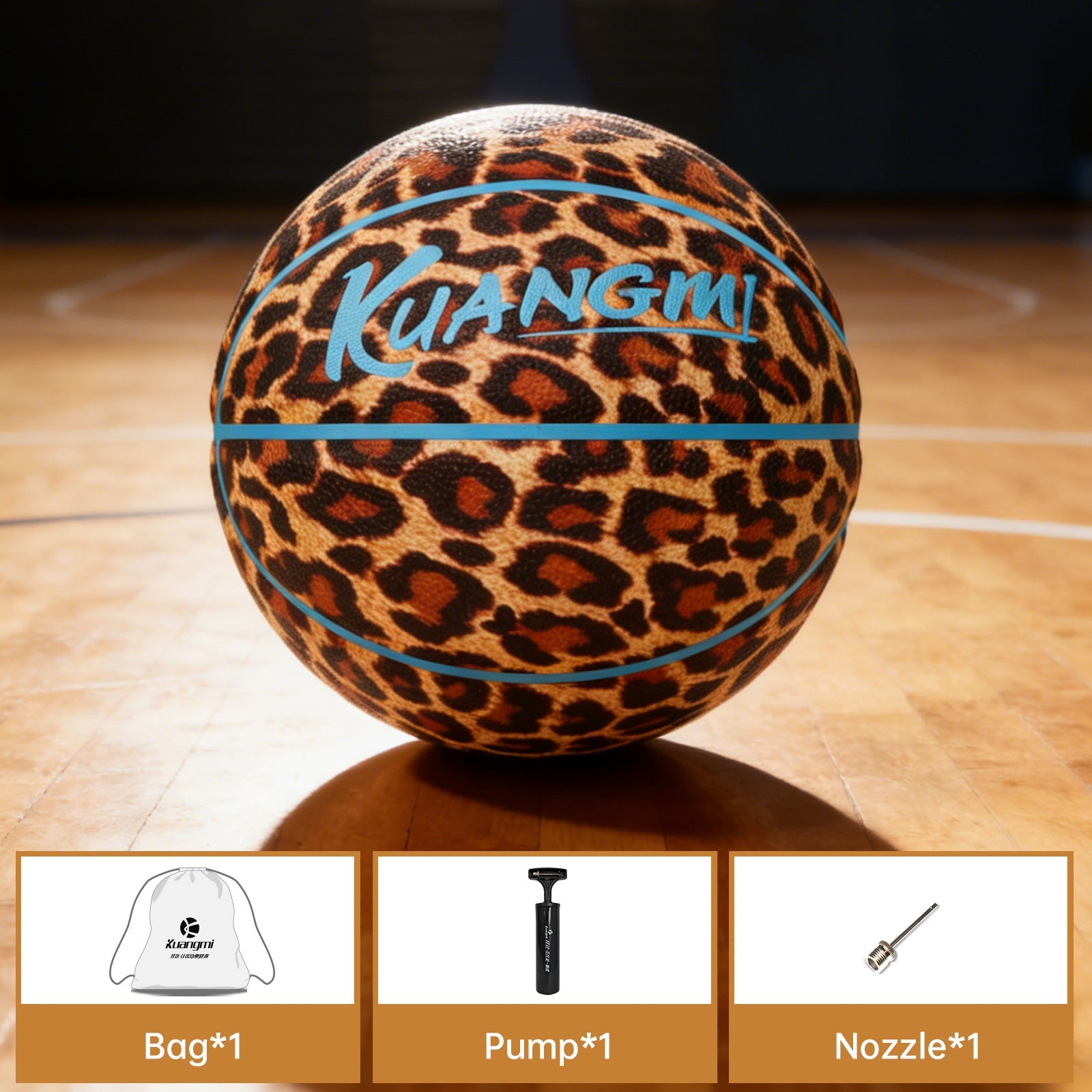 Kuangmi Leopardmuster Basketball (Größe 7) Hygroskopisches PU