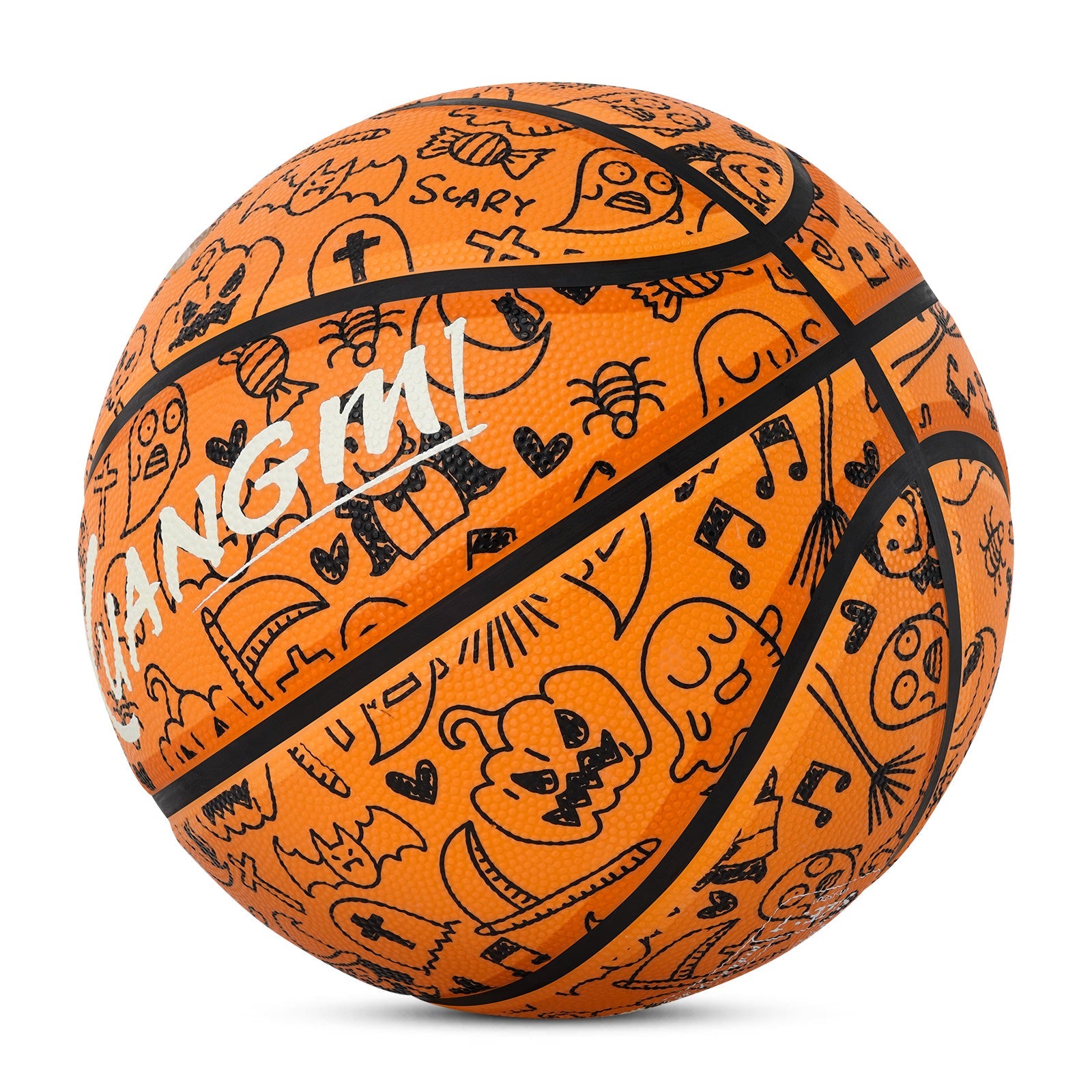 Kuangmi 2026 Halloween Basketball Größe 7 (29,5 Zoll) LED-Graffiti-Design