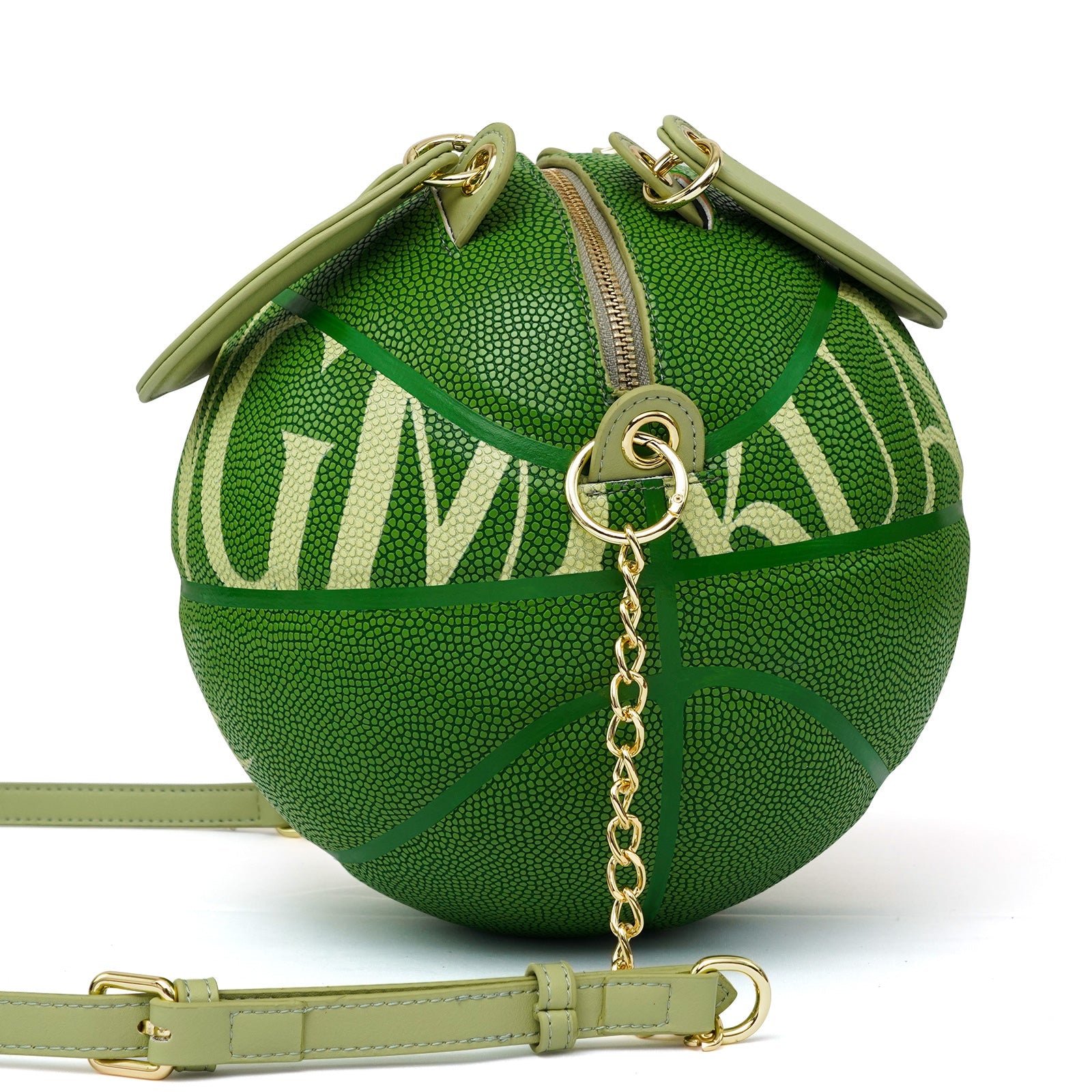 Kuangmi Minimalistische grüne Basketballtasche Handtasche Größe 7