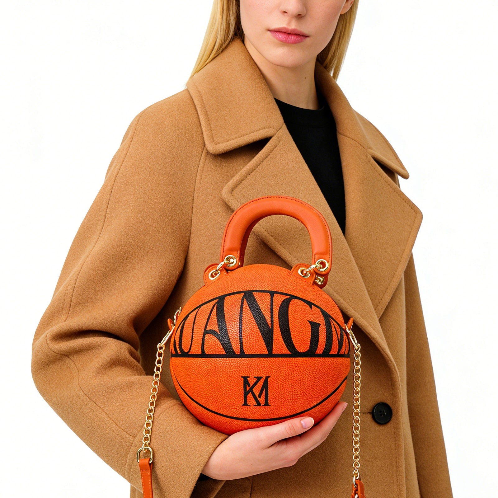 Kuangmi Minimalistische Orange Basketball-Tasche Handtasche Größe 7