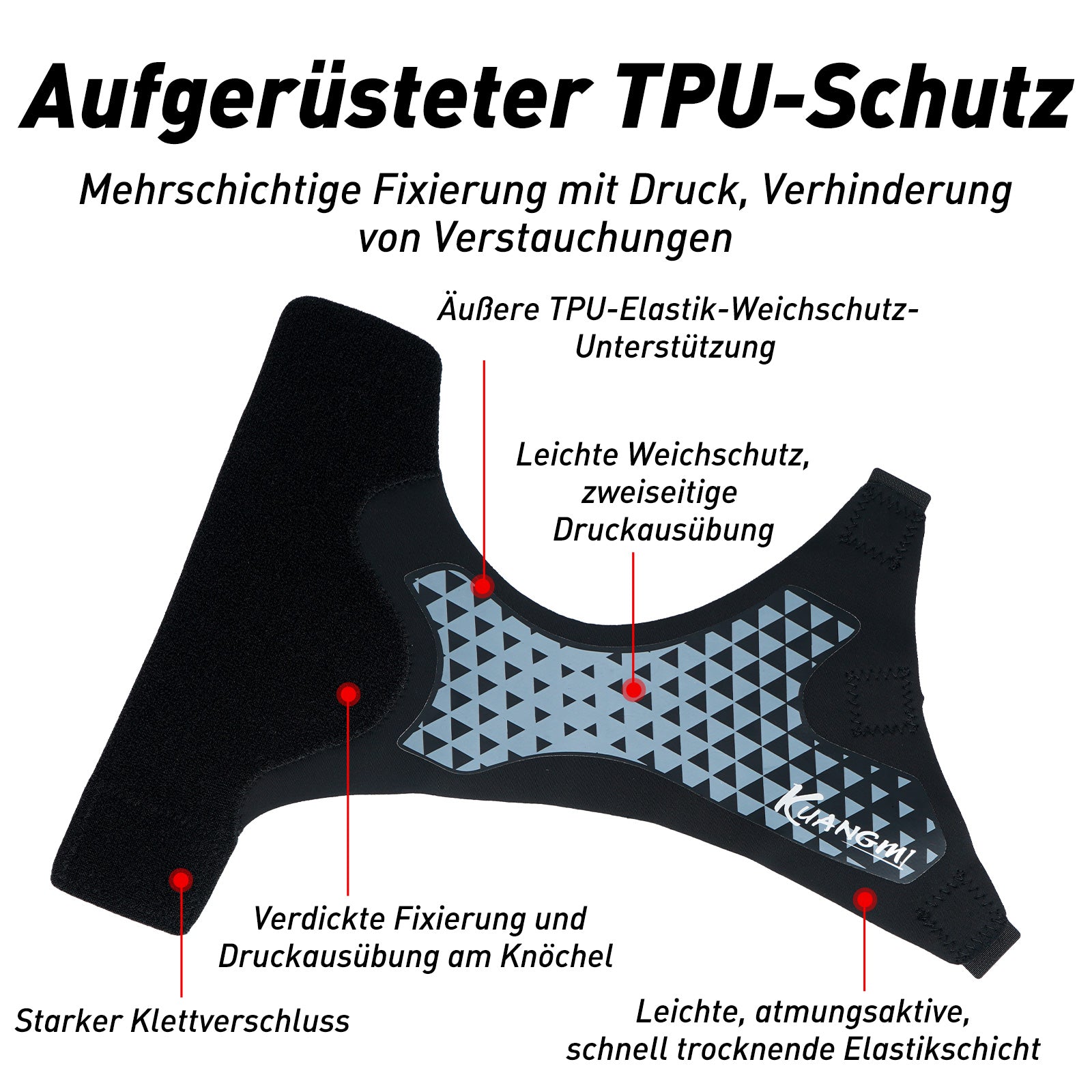 Kuangmi Leichte Sport-Knöchelbandage – schuhkompatible Stütze für aktive Nutzung