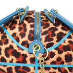 Kuangmi Basketball-Tasche in Blau mit Leopardenmuster, Größe 7, Handtasche