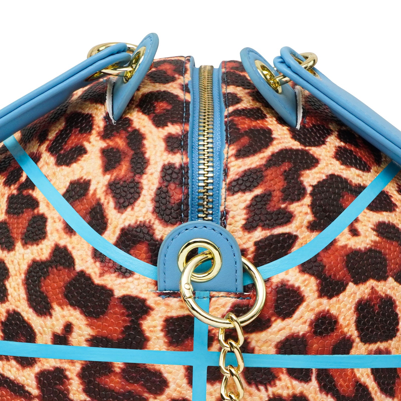 Kuangmi Basketball-Tasche in Blau mit Leopardenmuster, Größe 7, Handtasche