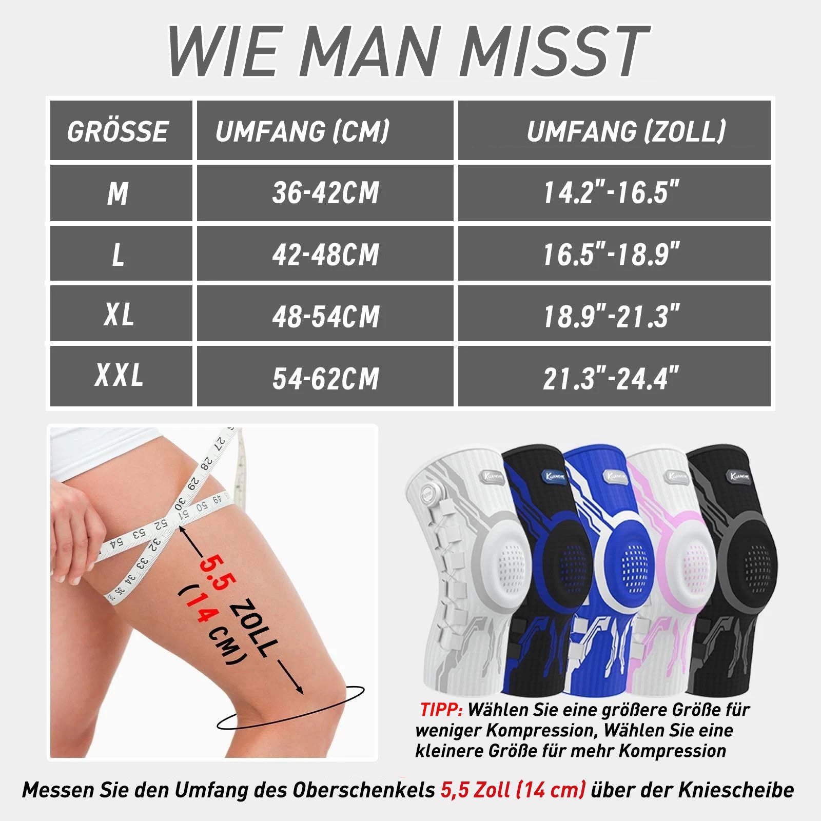 Kuangmi® Intelligente Kniebandage – Standard (ETIE-Drehknopf)