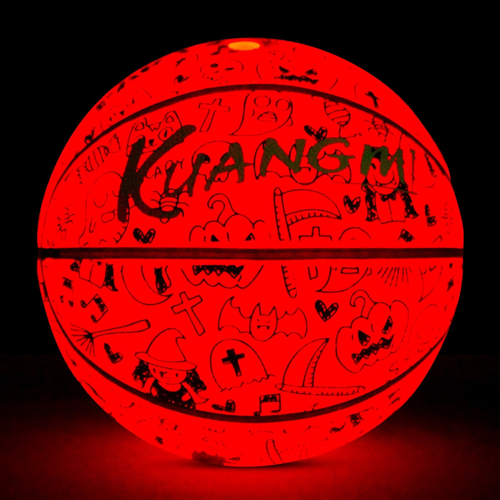 Kuangmi 2026 Halloween Basketball Größe 7 (29,5 Zoll) LED-Graffiti-Design