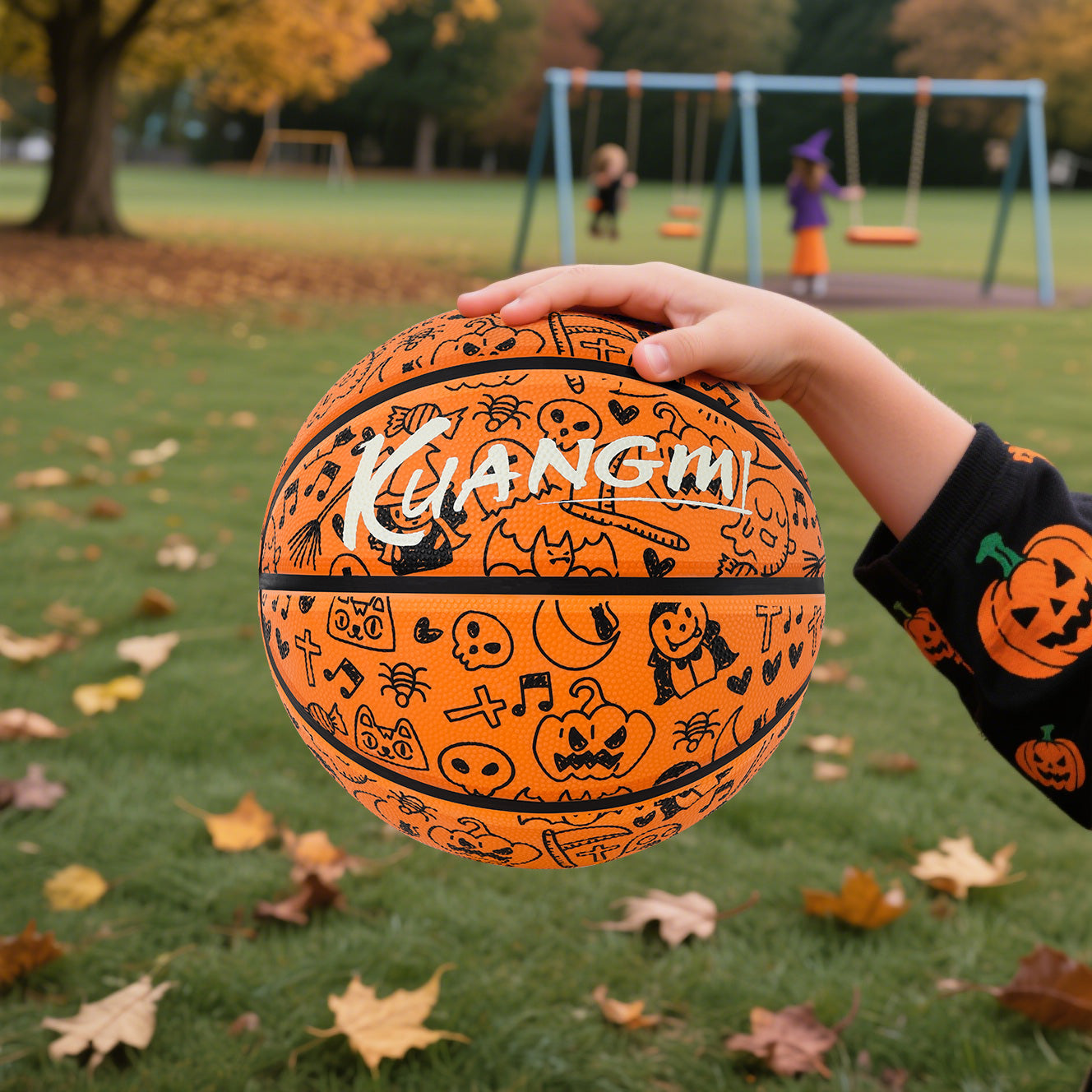 Kuangmi 2026 Halloween Basketball Größe 7 (29,5 Zoll) LED-Graffiti-Design