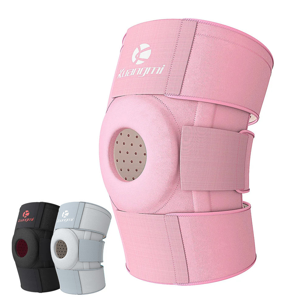 Kuangmi Kniebandage Seitenstabilisatoren und Gelpolster Verstellbare Kompression