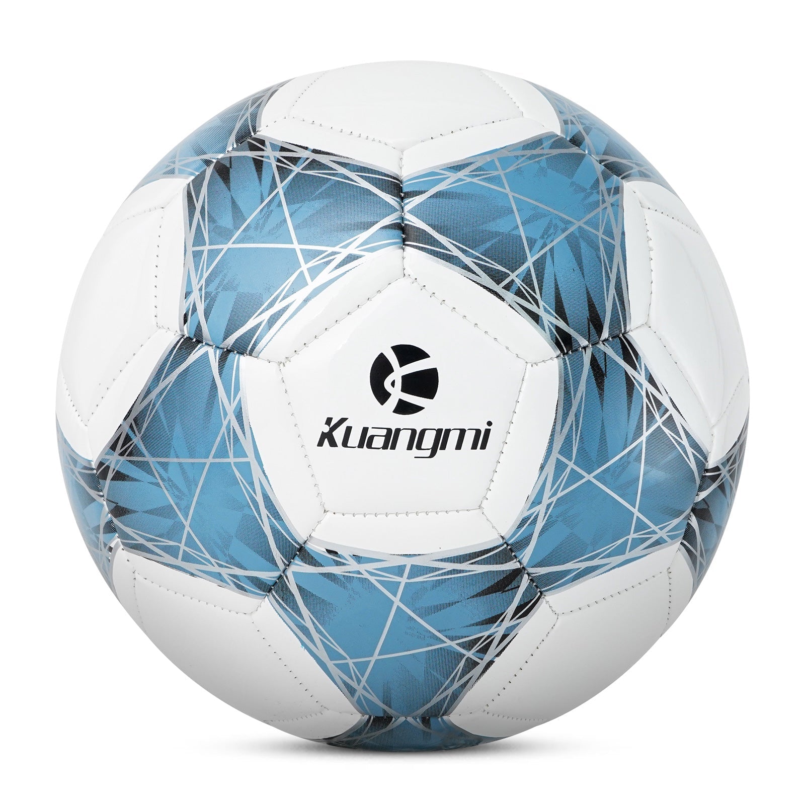 Kuangmi Fußball Blau-Weiß Geflechtmuster – Größe 5 (Maschinengenäht)