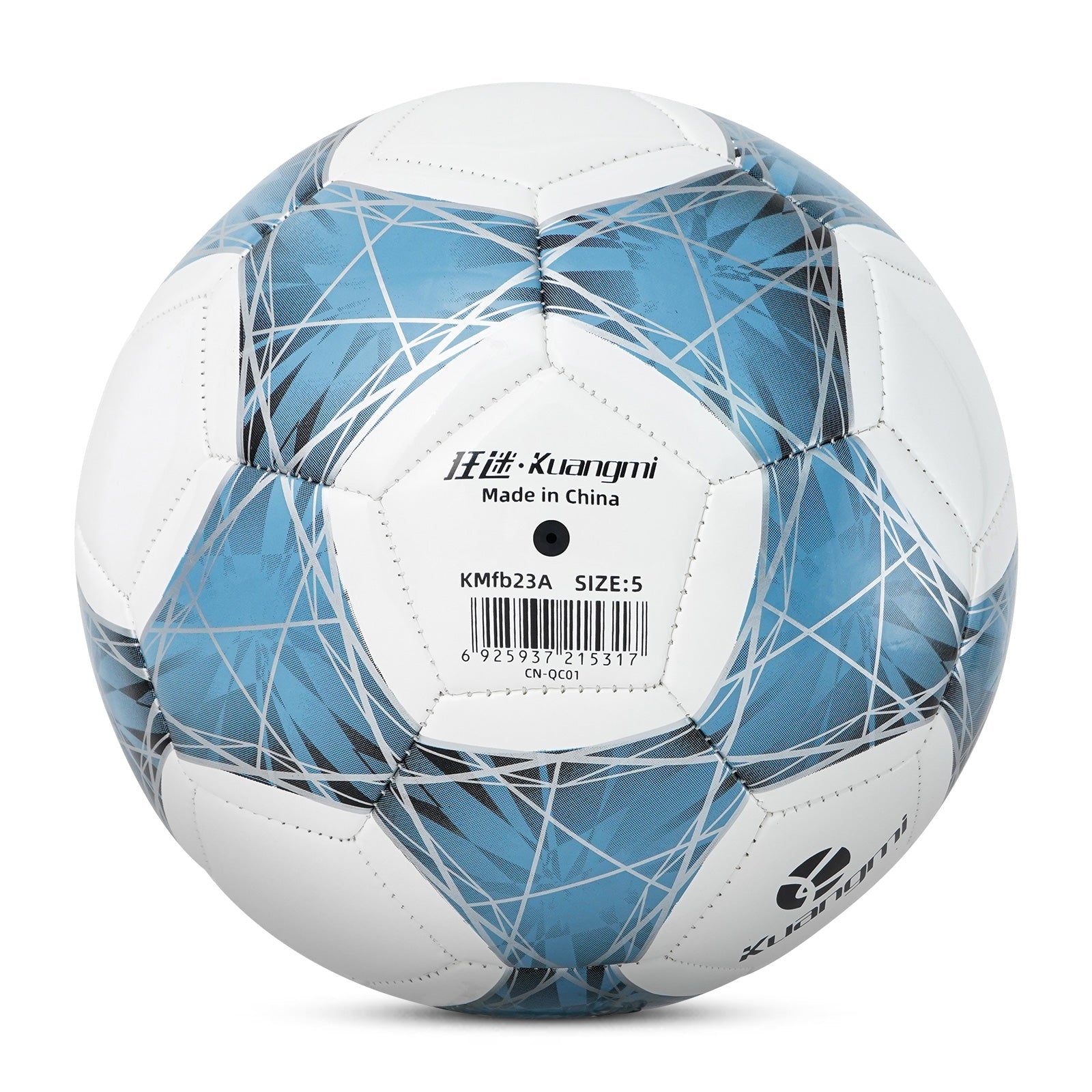 Kuangmi Fußball Blau-Weiß Geflechtmuster – Größe 5 (Maschinengenäht)